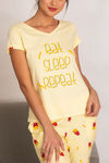 Zivame Midnight Munchies Knit Cotton Pyjama Set- Yellow N Print — thumbnail 5
