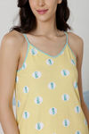Zivame Sea Life Knit Cotton Mid Length Nightdress - Yellow — thumbnail 5