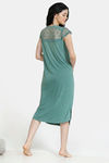 Zivame Spring Love Polyester Mid Length Nightdress - Green — thumbnail 3