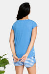 Zivame Varsity Knit Cotton Blend Shorts Set - Blue Stripes — thumbnail 3