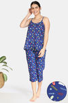 Zivame Beach Party Knit Cotton Capri Set - Navy — thumbnail 1