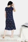 Zivame Beach Party Butter-Soft Poly Knit Mid Length Nightdress - Navy Print — thumbnail 3