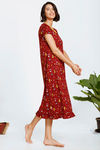 Zivame Beach Party Butter-Soft Poly Knit Mid Length Nightdress - Maroon Print — thumbnail 2