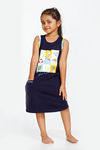 Zivame Beach Party Kids Knit Cotton Knee Length Nightdress - Navy Print — thumbnail 2