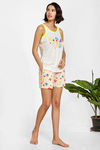 Zivame Beach Party Knit Cotton Shorts Set - Peach Print — thumbnail 4