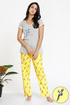 Zivame Tropical Animal Print Knit Cotton Pyjama Set - Yellow — thumbnail 1
