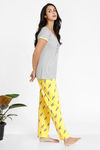 Zivame Tropical Animal Print Knit Cotton Pyjama Set - Yellow — thumbnail 2