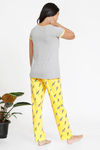 Zivame Tropical Animal Print Knit Cotton Pyjama Set - Yellow — thumbnail 3