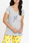 Zivame Tropical Animal Print Knit Cotton Pyjama Set - Yellow — thumbnail 4