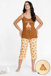 Zivame Tropical Animal Print Knit Cotton Capri Set - Peach — thumbnail 1