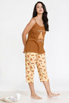 Zivame Tropical Animal Print Knit Cotton Capri Set - Peach — thumbnail 2