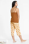 Zivame Tropical Animal Print Knit Cotton Capri Set - Peach — thumbnail 3