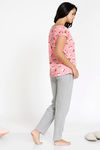 Zivame Tropical Animal Print Knit Cotton Pyjama Set - Pink — thumbnail 3