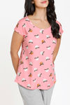 Zivame Tropical Animal Print Knit Cotton Pyjama Set - Pink — thumbnail 4