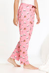 Zivame Tropical Animal Print Knit Cotton Pyjama - Pink — thumbnail 2