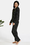 Zivame Tropical Animal Print Butter-Soft Poly Knit Pyjama Set - Black — thumbnail 2