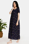 Zivame Summer Chintz Rayon Full Length Nightdress - Navy — thumbnail 2