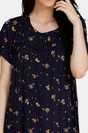 Zivame Summer Chintz Rayon Full Length Nightdress - Navy — thumbnail 4