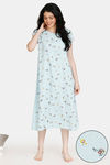 Zivame Summer Chintz Rayon Mid Length Nightdress - Light Blue — thumbnail 1