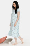 Zivame Summer Chintz Rayon Mid Length Nightdress - Light Blue — thumbnail 2