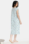 Zivame Summer Chintz Rayon Mid Length Nightdress - Light Blue — thumbnail 3