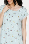 Zivame Summer Chintz Rayon Mid Length Nightdress - Light Blue — thumbnail 4