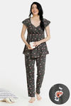 Zivame Summer Chintz Rayon Pyjama Set - Grey — thumbnail 1