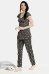 Zivame Summer Chintz Rayon Pyjama Set - Grey — thumbnail 2