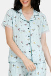 Zivame Summer Chintz Floral Print Rayon Pyjama Set - Blue — thumbnail 4