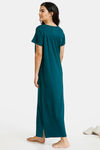 Zivame Dark Blooms Knit Cotton Full Length Nightdress - Olive Green — thumbnail 3