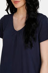 Zivame Dark Blooms Knit Cotton Full Length Nightdress - Navy — thumbnail 4