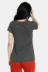 Zivame Stripes And Fun Knit Cotton Top - Dark Grey — thumbnail 3