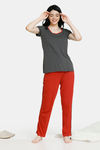 Zivame Stripes And Fun Knit Cotton Top - Dark Grey — thumbnail 4