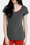 Zivame Stripes And Fun Knit Cotton Top - Dark Grey — thumbnail 5