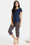 Zivame Stripes And Fun Knit Cotton Blend Capri Set - Navy — thumbnail 2