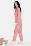 Zivame Stripes And Fun Knit Cotton Pyjama Set - Peach — thumbnail 2