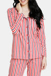 Zivame Stripes And Fun Knit Cotton Pyjama Set - Peach — thumbnail 4