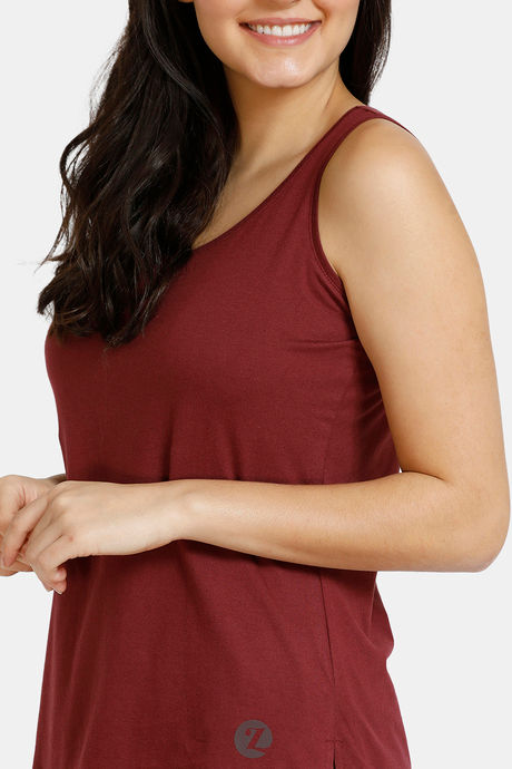 Zivame Stripes And Fun Knit Cotton Pyjama Set - Maroon — image 4