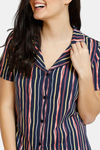 Zivame Stripes And Fun Knit Cotton Pyjama Set - Navy — thumbnail 4