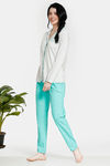 Zivame Pop Fresh Knit Cotton Pyjama Set - Green — thumbnail 4