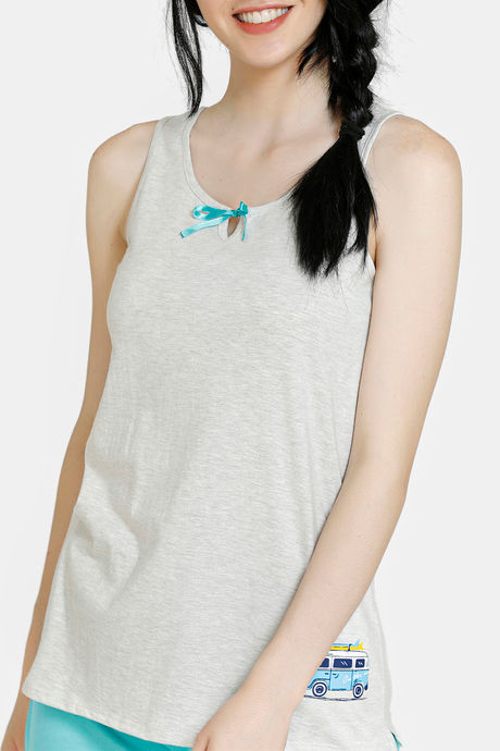 Zivame Pop Fresh Knit Cotton Shorts Set - Green — image 5