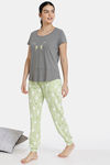 Zivame Paws Knit Cotton Pyjama Set - Green — thumbnail 2