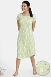 Zivame Paws Knit Cotton Mid Length Nightdress - Green — thumbnail 1