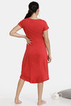 Zivame Paws Knit Cotton Mid Length Nightdress - Red — thumbnail 3