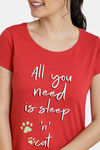 Zivame Paws Knit Cotton Mid Length Nightdress - Red — thumbnail 4