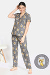 Zivame Paws Butter-Soft Poly Knit Pyjama Set - Charcoal — thumbnail 1