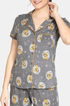 Zivame Paws Butter-Soft Poly Knit Pyjama Set - Charcoal — thumbnail 4