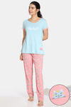 Zivame Paws Knit Cotton Pyjama Set - Pink — thumbnail 1
