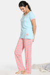 Zivame Paws Knit Cotton Pyjama Set - Pink — thumbnail 2