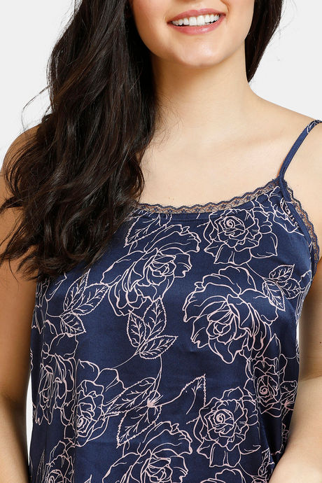Zivame Floral Fantasy Satin Pyjama Set - Navy — image 4